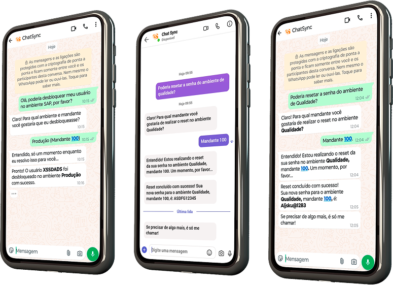Telas do ChatSync
