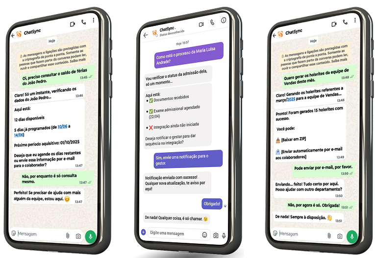 Telas do ChatSync