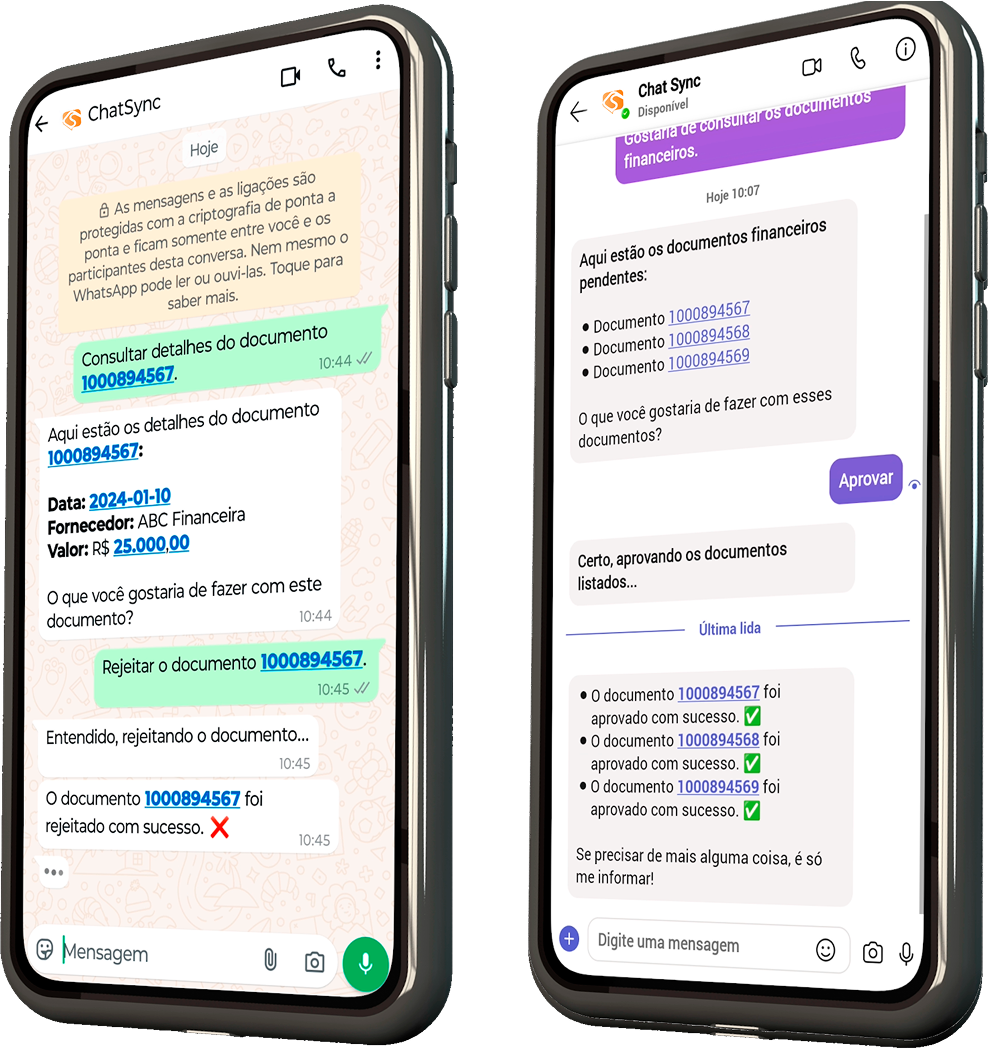 Telas do ChatSync